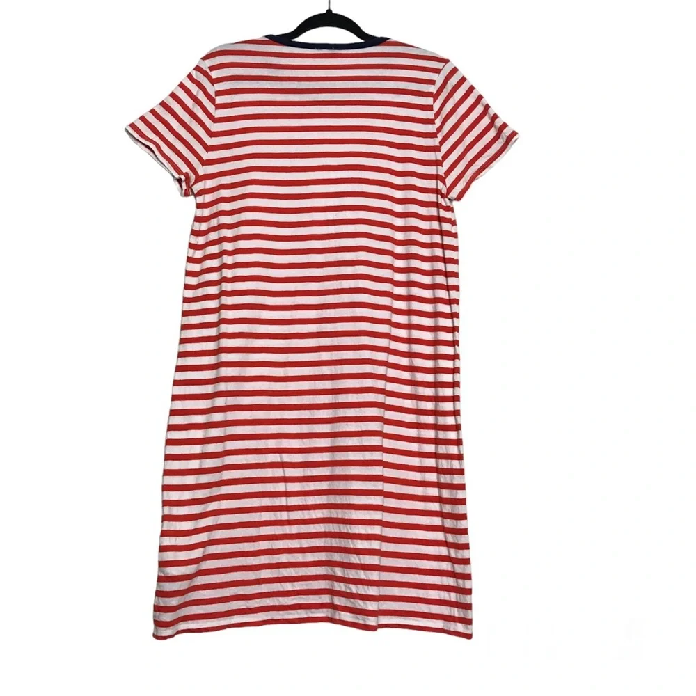 J. Crew Striped Short Sleeve T-Shirt Dress Womens Size L Coastal Beach Preppy